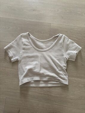 Dry Goods White Textured Scoop Neck Cropped Top